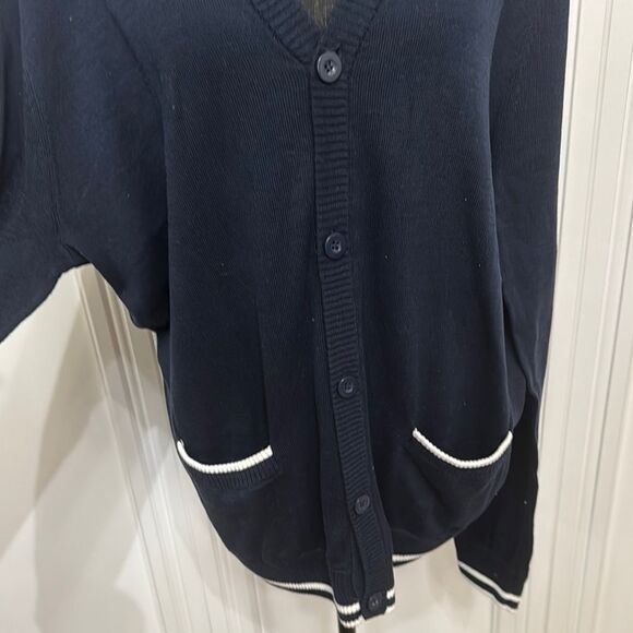 Five Four Navy and White Cardigan Sweater - Picture 4 of 9